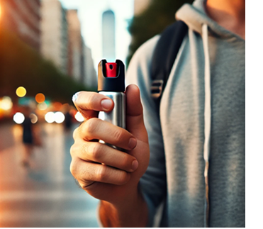 pepper spray in man hand